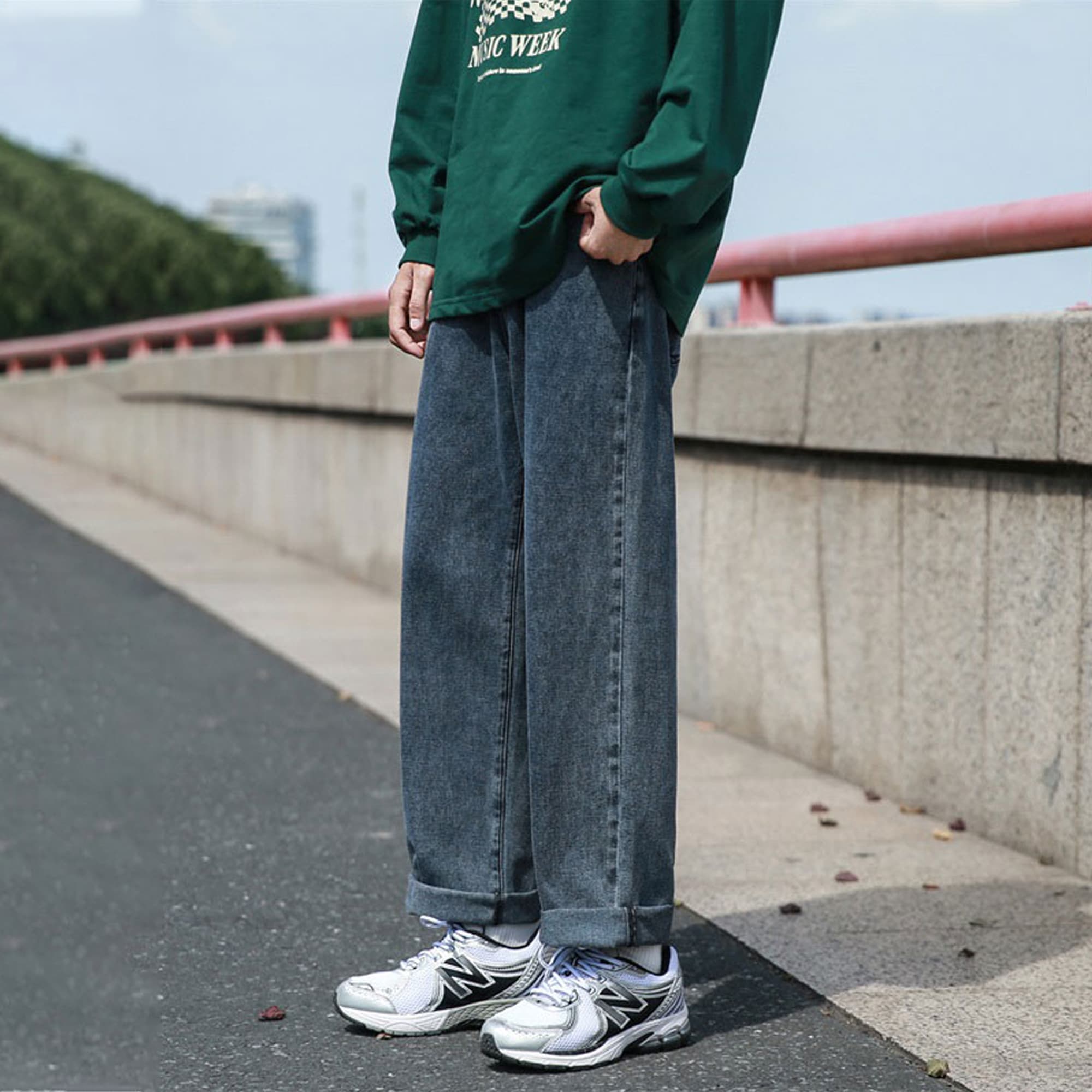 50代メンズファッション パンツ/ズボン ゆったりシルエットストレートパンツ