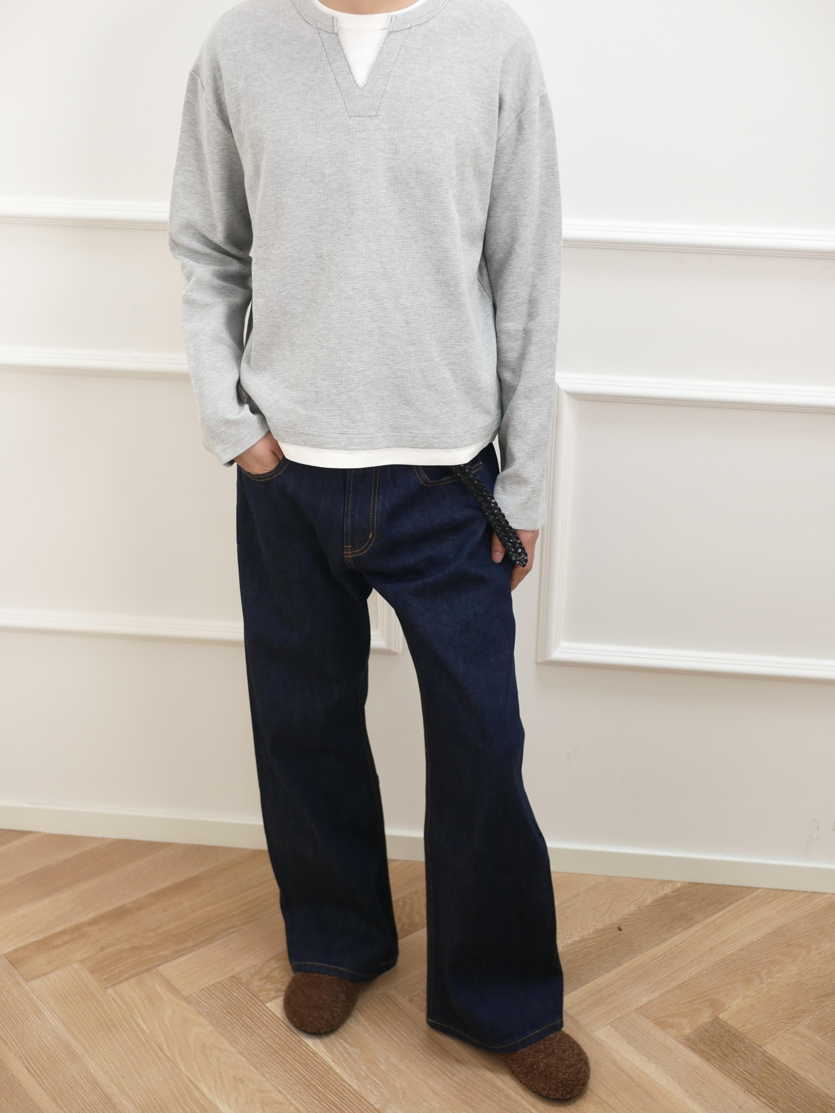 50代メンズファッション パンツ/ズボン　くつろぎワイドデニムパンツ