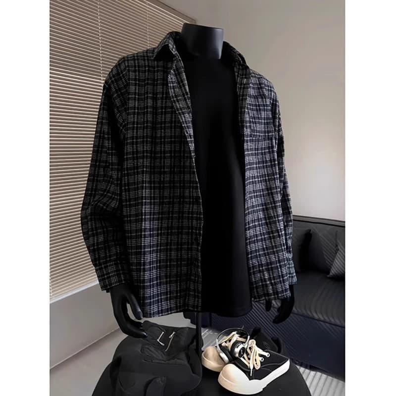 50代メンズファッション トップス ゆったりシルエット 【チェック柄 長袖シャツ】