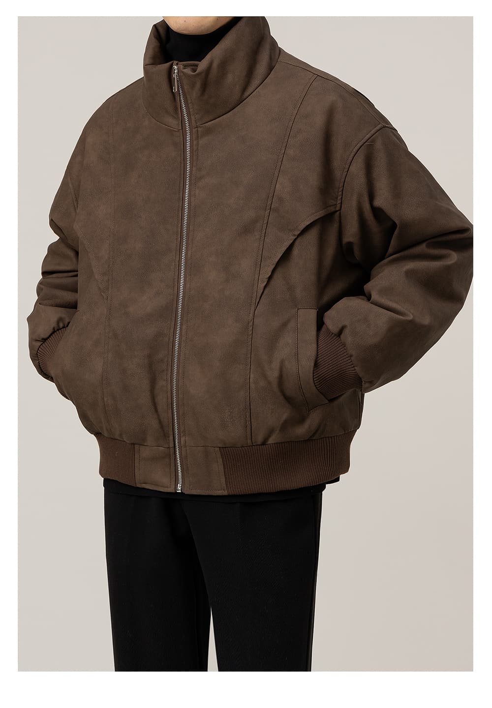 50代メンズファッション アウター スエード調 バルカラーブルゾン