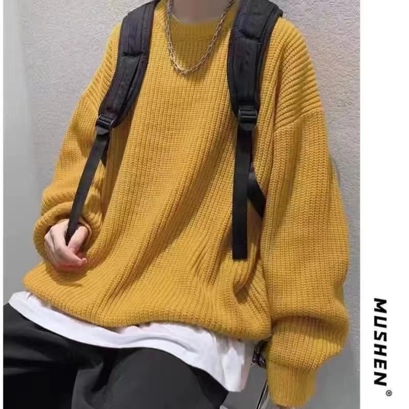 50代メンズファッション ゆったりシルエット【太編みクルーネックニット】大きめサイズ