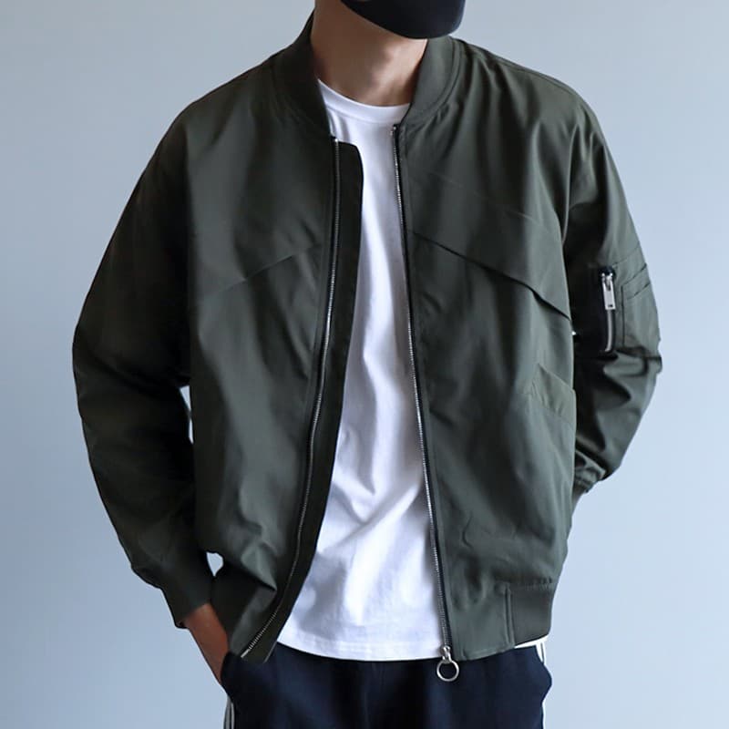 50代メンズファッション アウター　【軽量素材リブジャンパー】