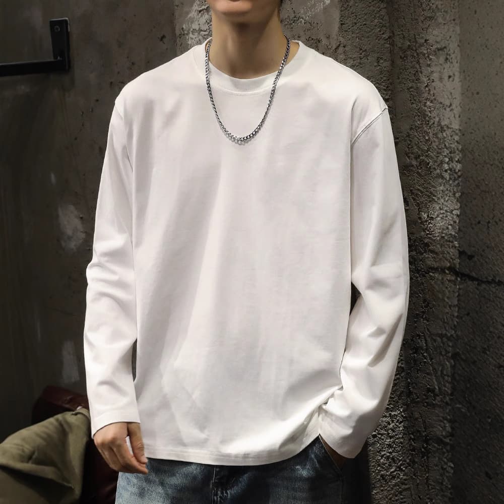 50代メンズファッション トップス シンプル無地【ロングスリーブカットソー】