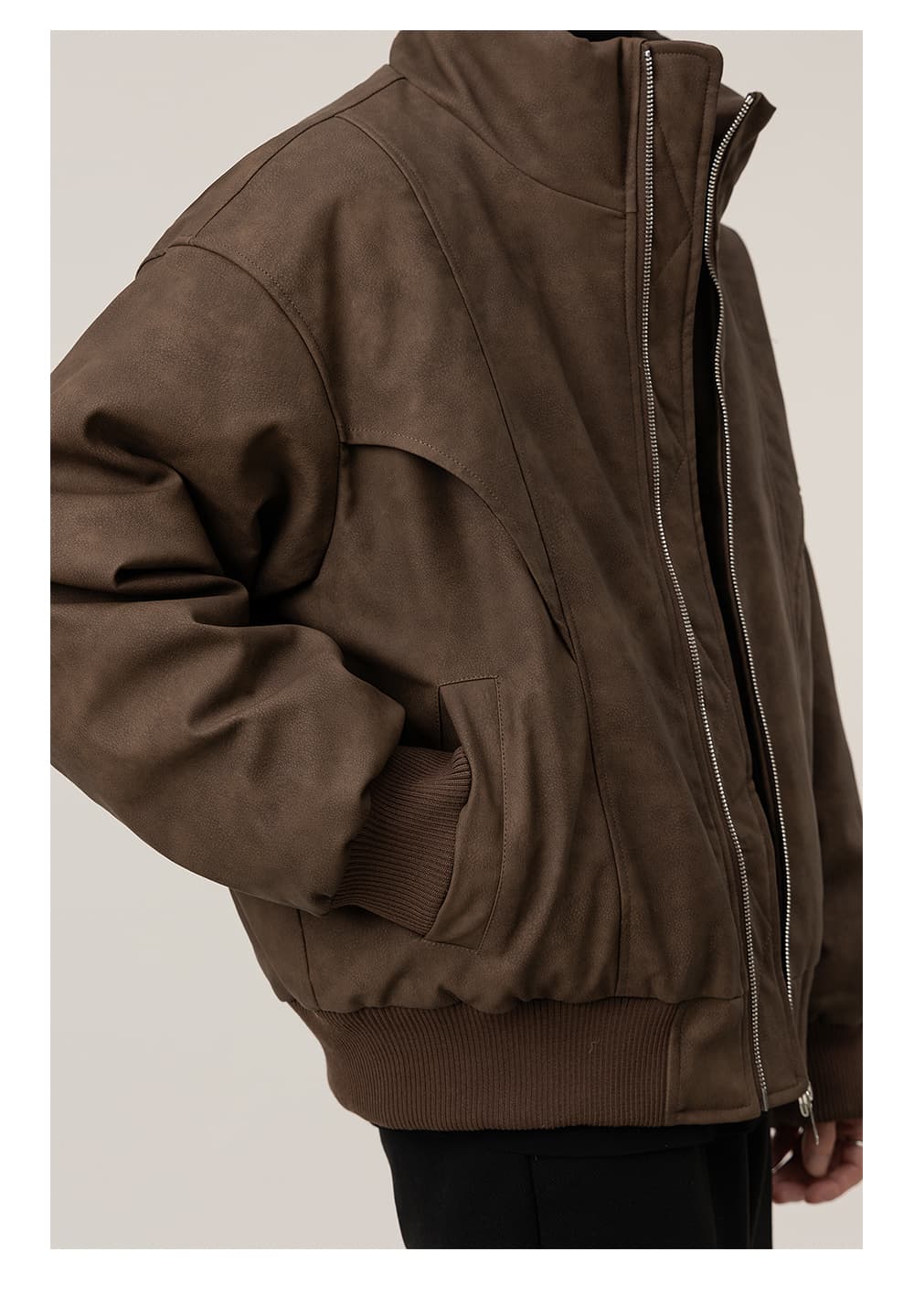 50代メンズファッション アウター スエード調 バルカラーブルゾン