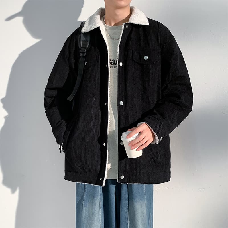 50代メンズファッション アウター　あったか裏ボアコーデュロイジャケット
