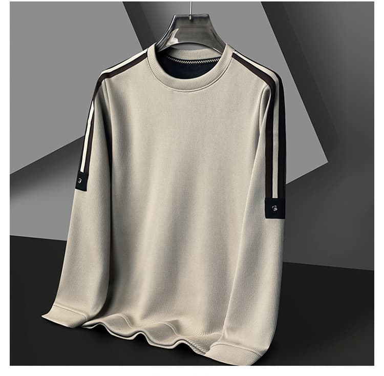50代メンズファッション トップス ラインデザイン 【リブ編み長袖カットソー】
