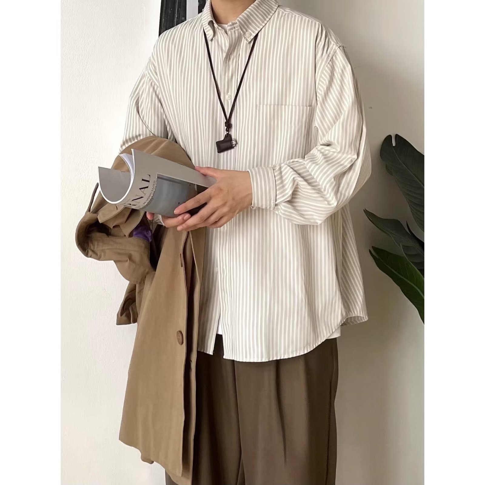 50代メンズファッション トップス 【ストライプ柄 スタンダードシャツ】