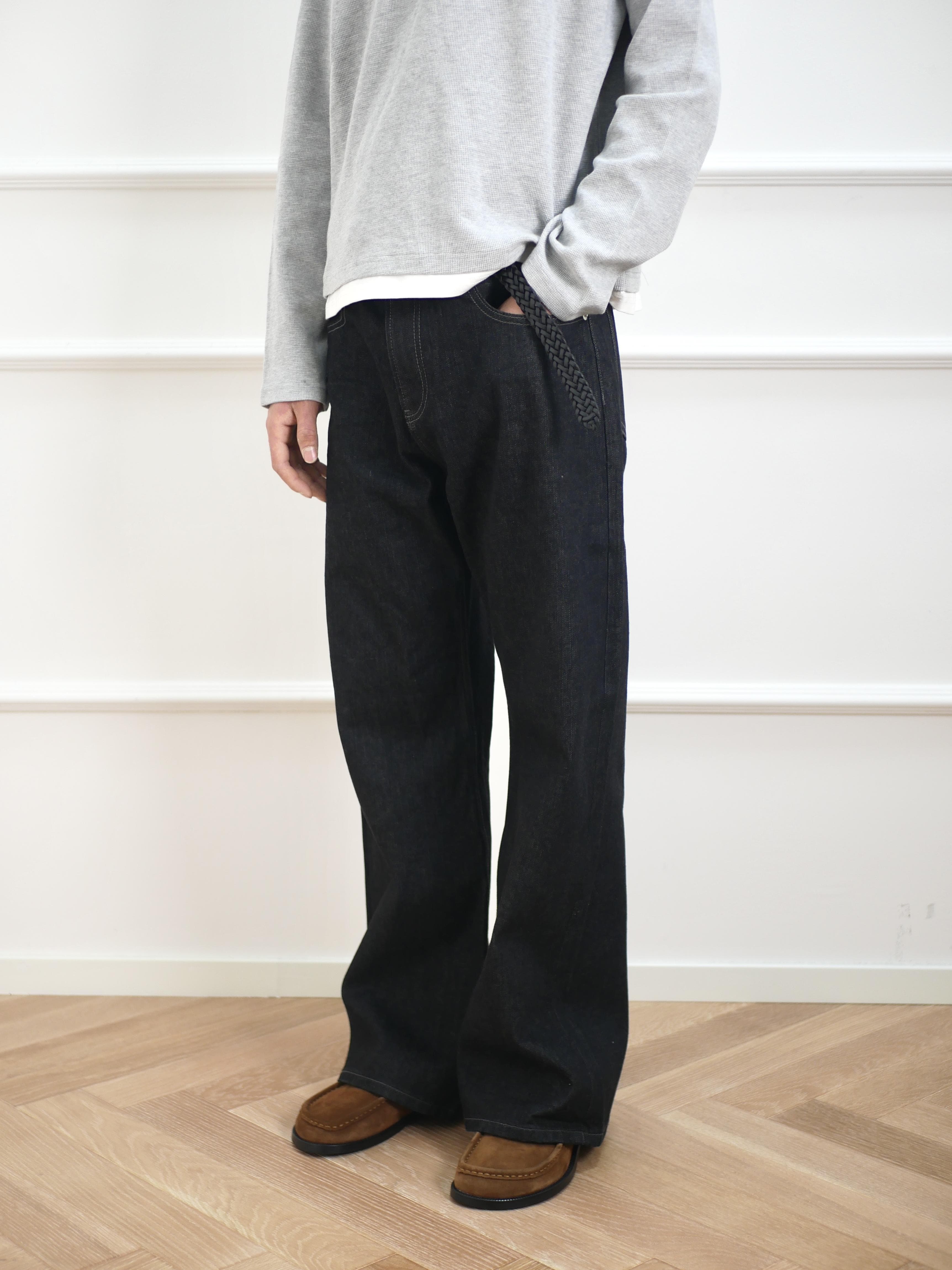 50代メンズファッション パンツ/ズボン　くつろぎワイドデニムパンツ