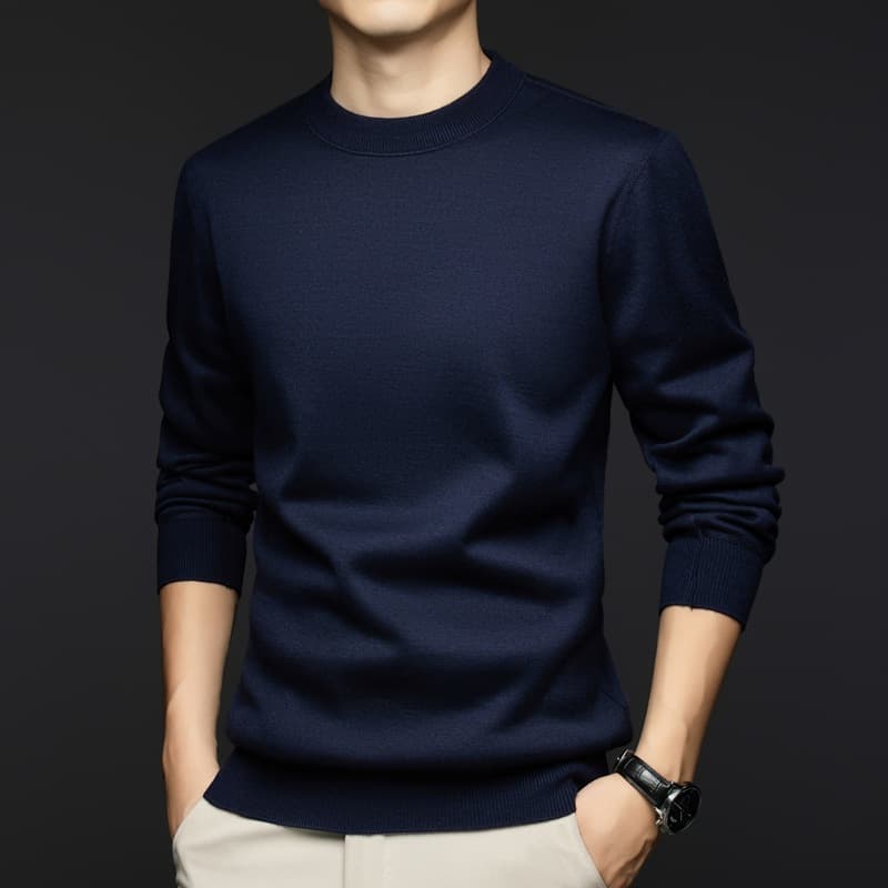 50代メンズファッショントップス 上質シンプル【クルーネックニット】