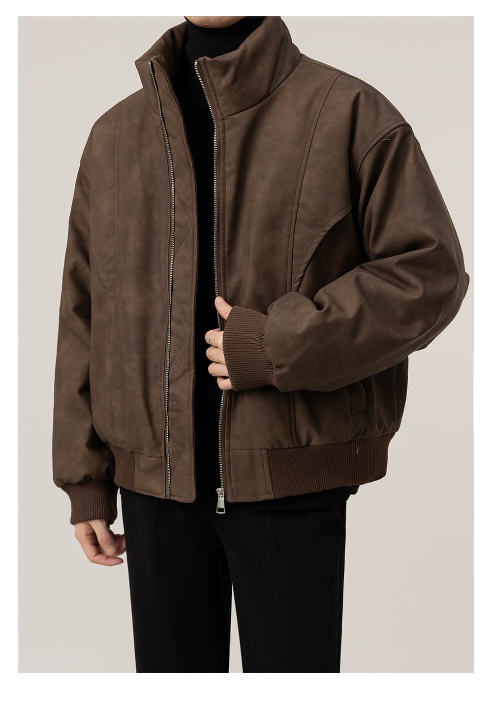 50代メンズファッション アウター スエード調 バルカラーブルゾン