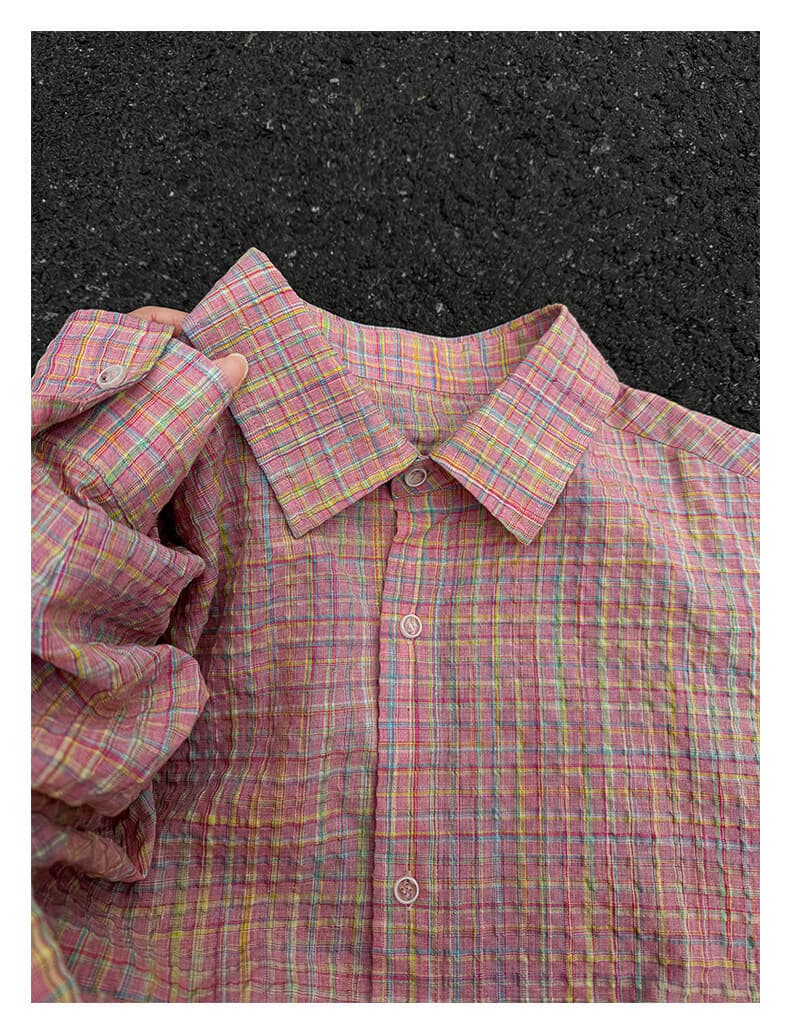 50代メンズファッション 【大人の格子柄長袖シャツ】 全3色展開