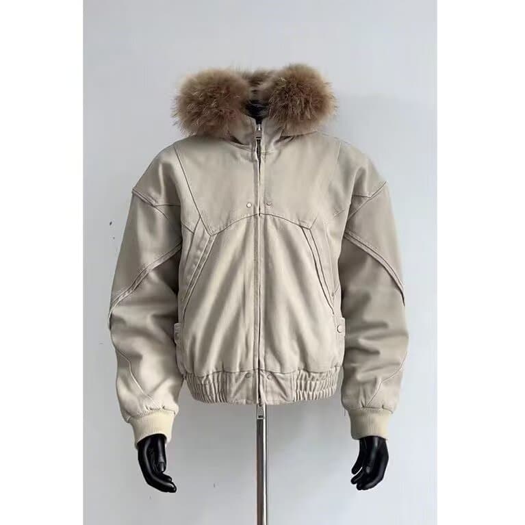 50代メンズファッション ボリュームファー付き【中綿入りショートブルゾン】