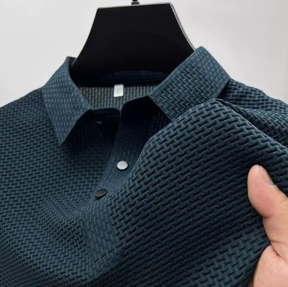 50代メンズファッション トップス 上質シンプル 【 凹凸織り半袖ポロシャツ】M~2XL