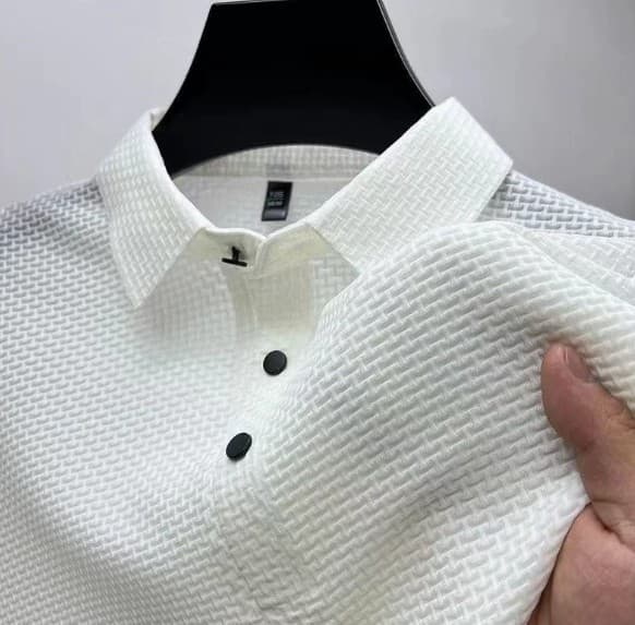 50代メンズファッション トップス 上質シンプル 【 凹凸織り半袖ポロシャツ】M~2XL