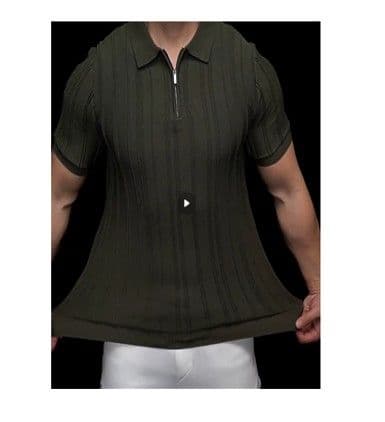 50代メンズファッション 上品ストライプ 【ハーフジップポロシャツ】3カラー