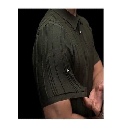 50代メンズファッション 上品ストライプ 【ハーフジップポロシャツ】3カラー