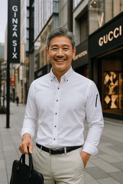 50代メンズファッション 上質 【ワンポイント・ボタンダウンシャツ】