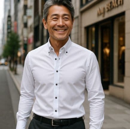 50代メンズファッション 上質 【ワンポイント・ボタンダウンシャツ】