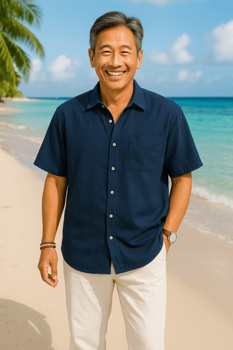 50代メンズファッション 【天然素材 半袖シャツ】 4カラー