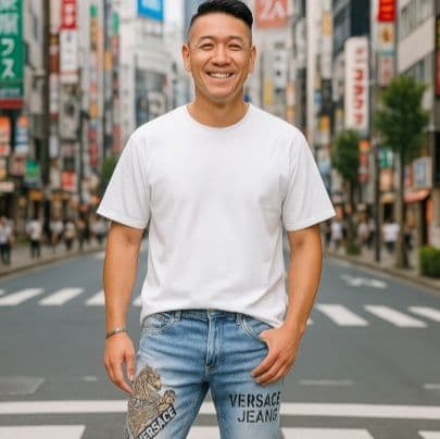 50代メンズファッション パンツ/ズボン デザイン刺繍入り【スリムテーパード・ジーンズ】
