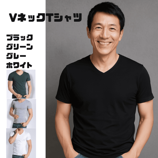 50代メンズファッション 上質シンプル 【Vネック Tシャツ】ビッグサイズ対応4カラー