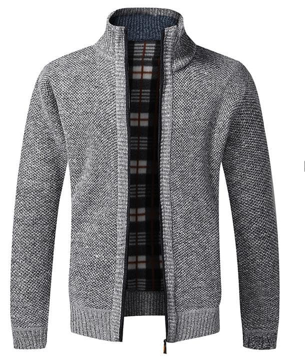 50代メンズファッション アウター 上質カシミヤ混 【立ち襟 ニットジャケット】