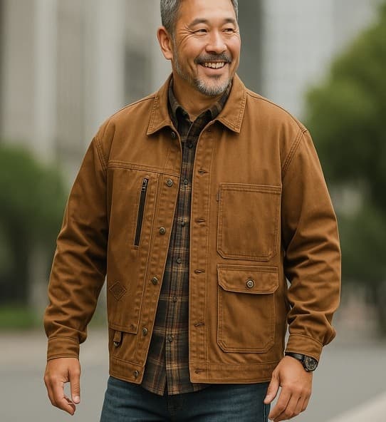 50代メンズファッション ヴィンテージ風【ワークデニムジャケット】在庫少