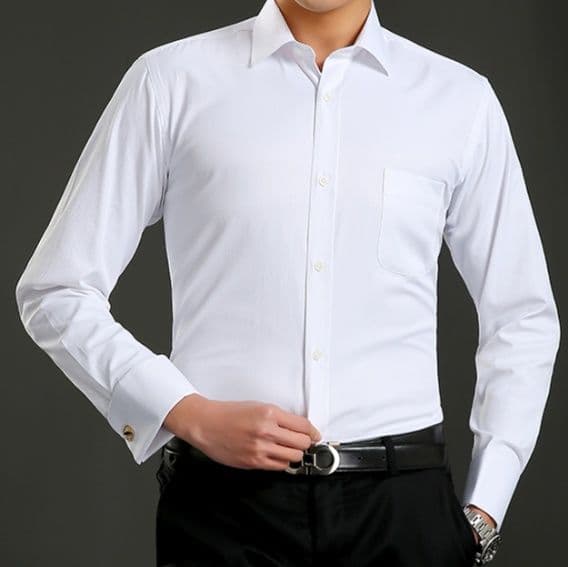 50代メンズファッション 高級 【格子柄襟元ドレスビジネスシャツ】