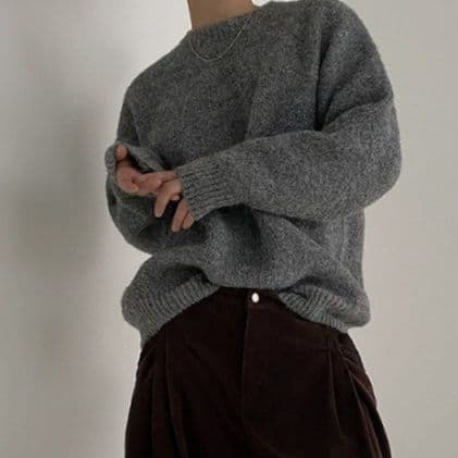 50代メンズファッション トップス シンプルリブ【編みゆったりセーター】