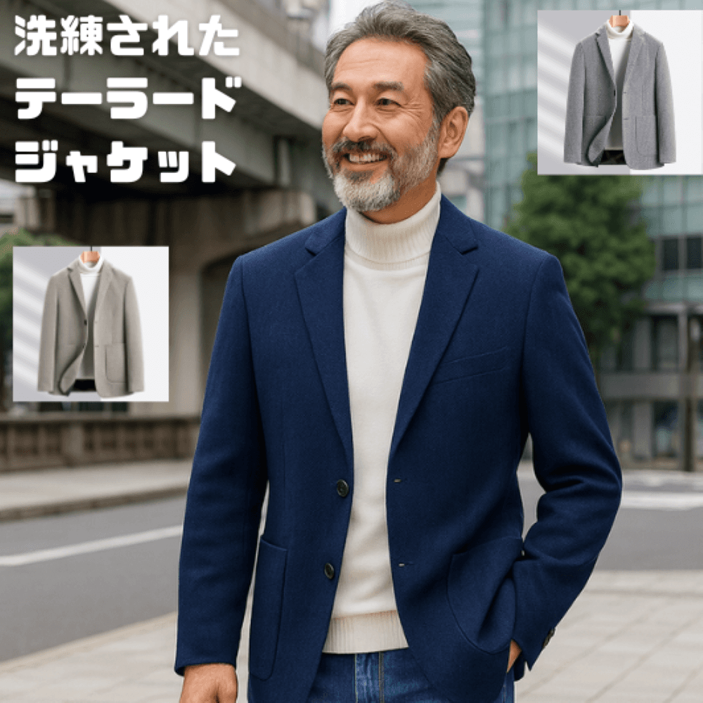 50代メンズファッション 上品な織り柄【テーラードジャケット】
