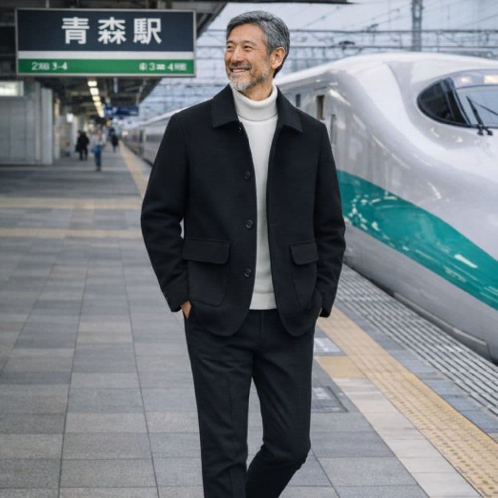 50代メンズファッション 上品なウール【テーラード・ジャケットコート】ブラウン/ブラック 在庫少