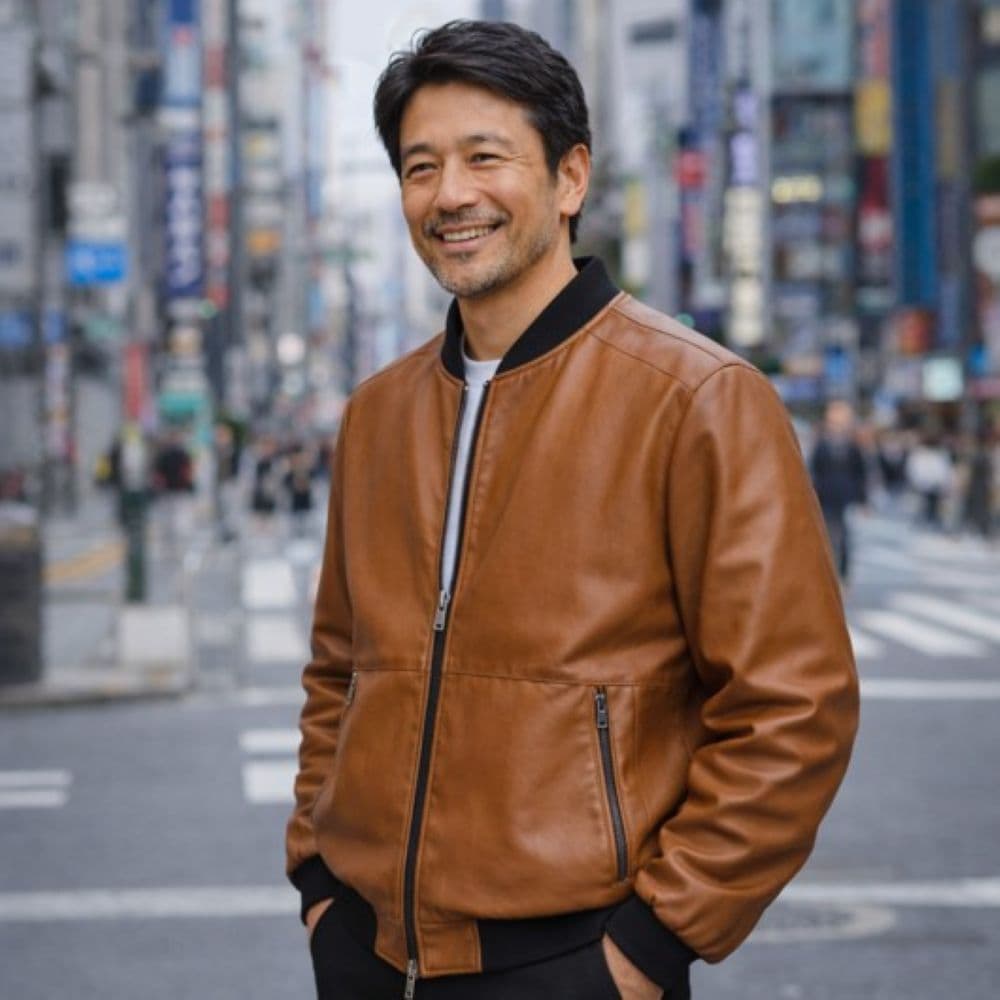 50代メンズファッション 合成皮【革スタンドカラージャケット】3カラー