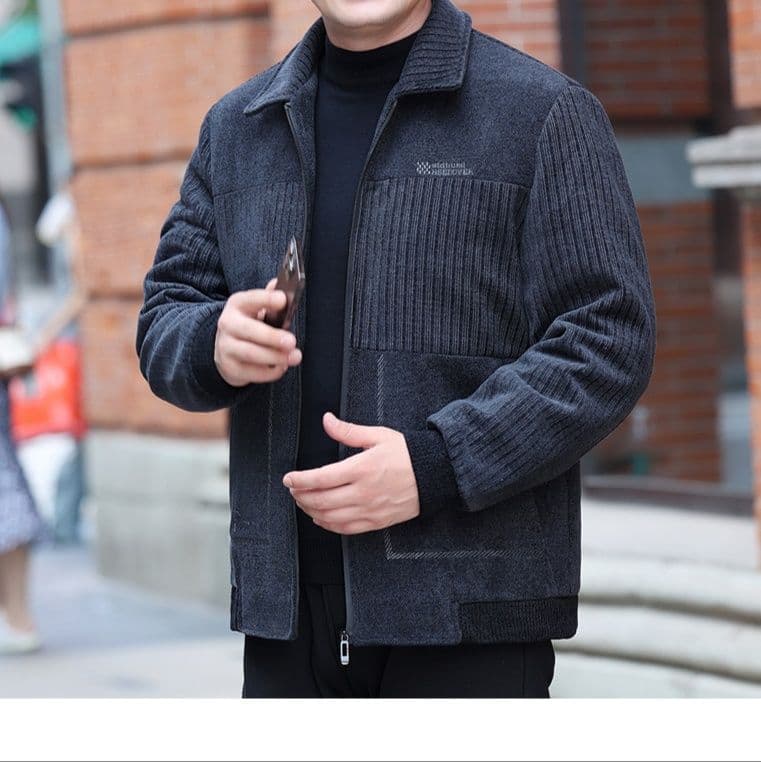 50代メンズファッション アウター 【裏ボア付き リブジャケット】大きめサイズ