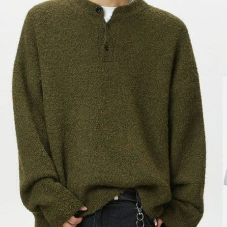 50代メンズファッション 【ヘンリーネックニットセーター】在庫少
