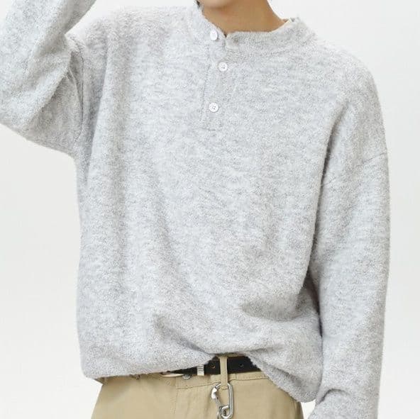50代メンズファッション 【ヘンリーネックニットセーター】在庫少