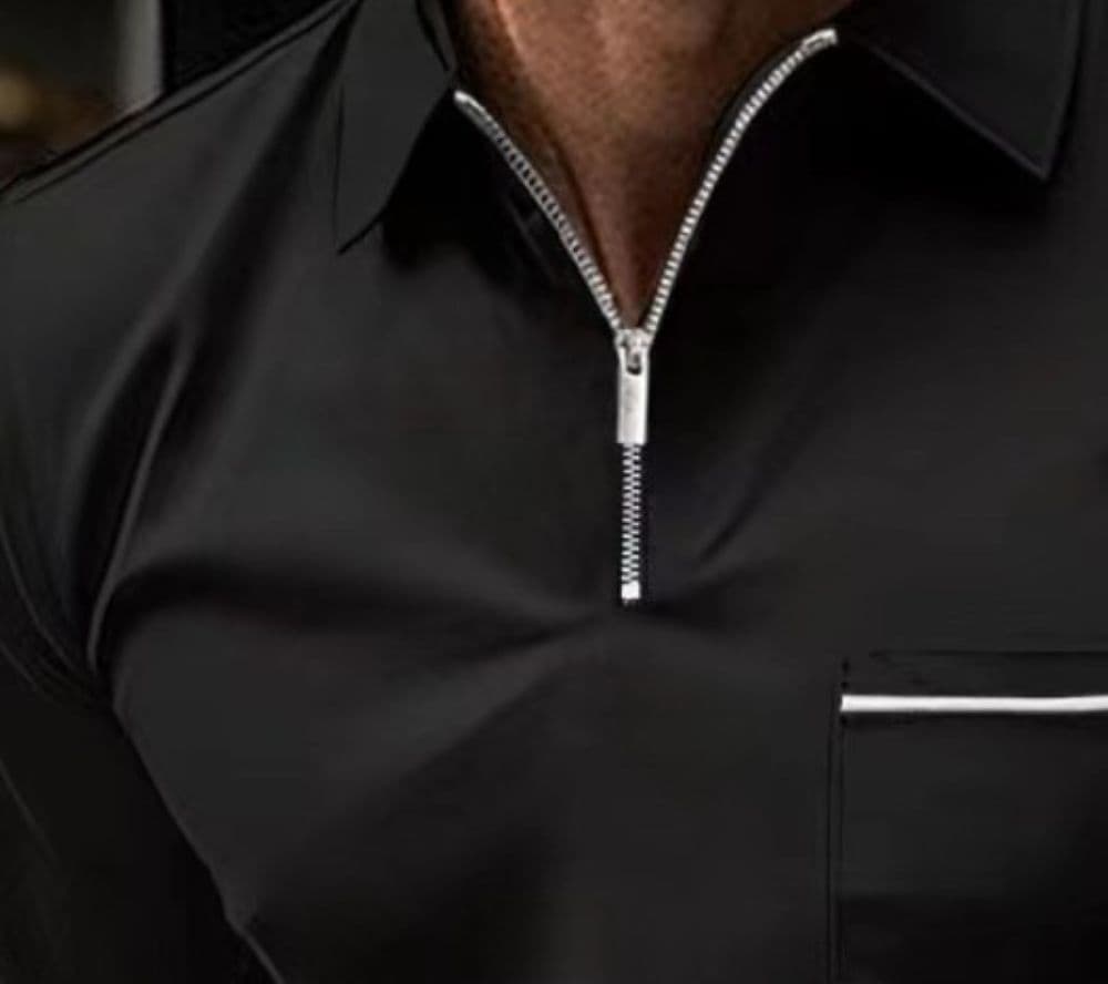 50代メンズファッション 襟付き【ハーフジップ長袖ポロシャツ】