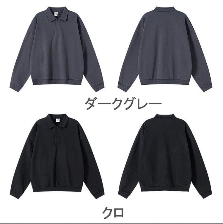 50代メンズファッション 春向け【コットン長袖ポロシャツ】 全5色