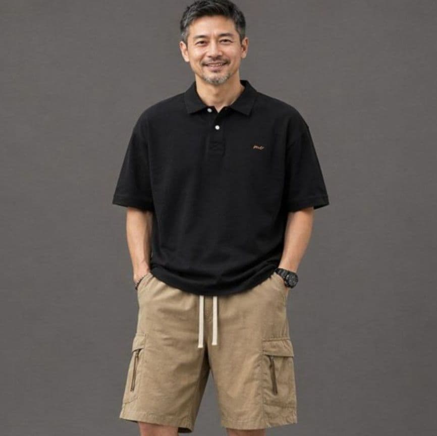 50代メンズファッション ゆったりシルエット【半袖ポロシャツ】