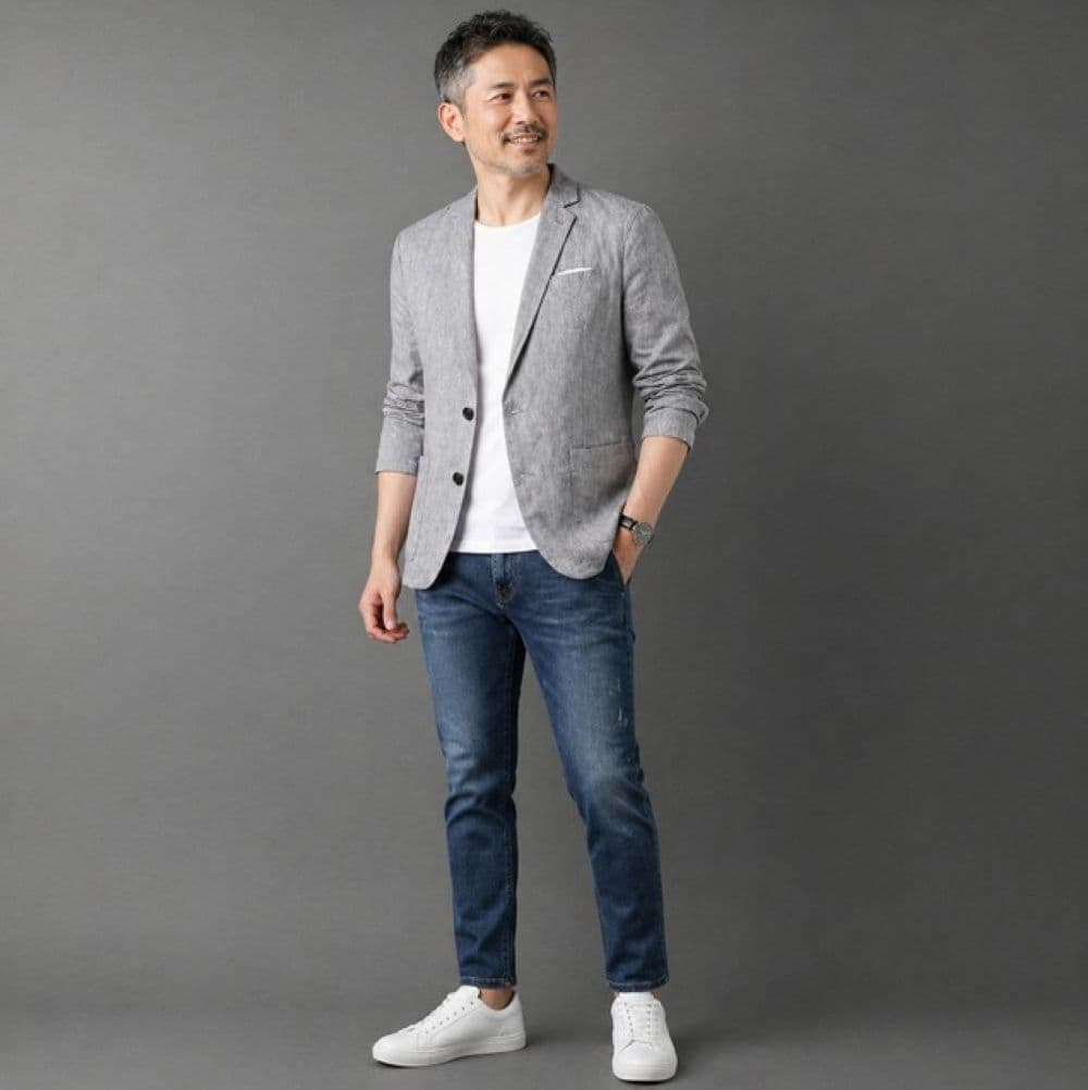 50代メンズファッション 【麻ジャケット】