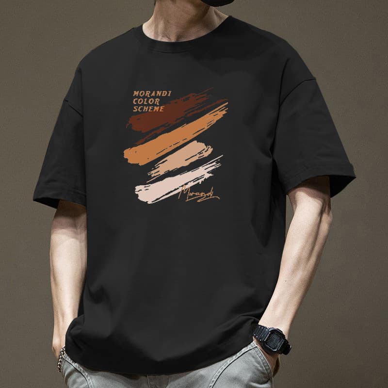 50代メンズファッション トップス モランディ風【プリント半袖Tシャツ】