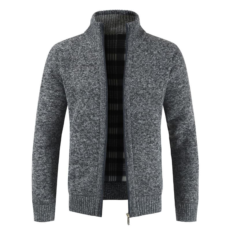 50代メンズファッション アウター 上質カシミヤ混 【立ち襟 ニットジャケット】