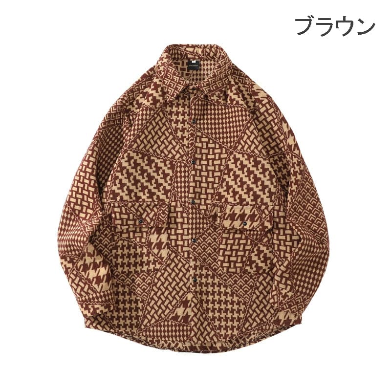 50代メンズファッション トップス【エスニック風長袖シャツ】