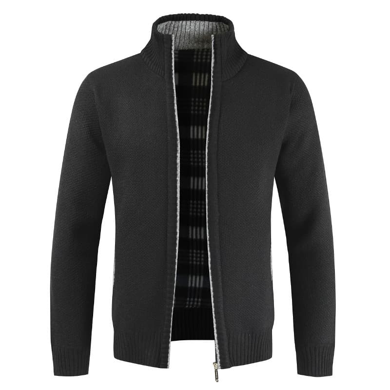 50代メンズファッション アウター 上質カシミヤ混 【立ち襟 ニットジャケット】