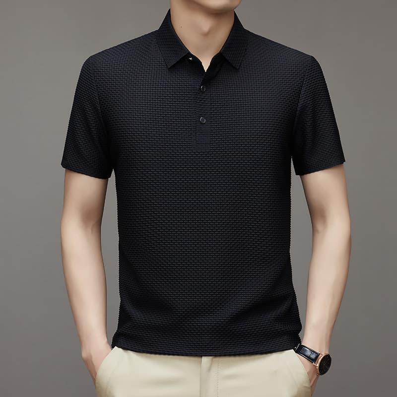 50代メンズファッション トップス 上質シンプル 【 凹凸織り半袖ポロシャツ】M~2XL