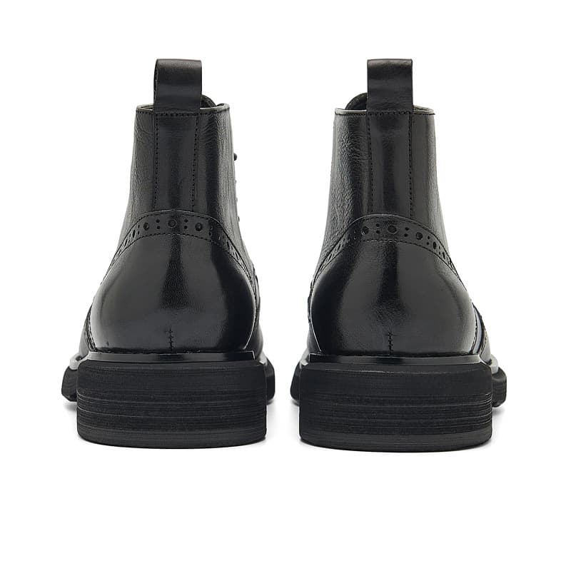 50代メンズファッション 【 本革ウイングチップ編み上げブーツ】 厚底3.5cm