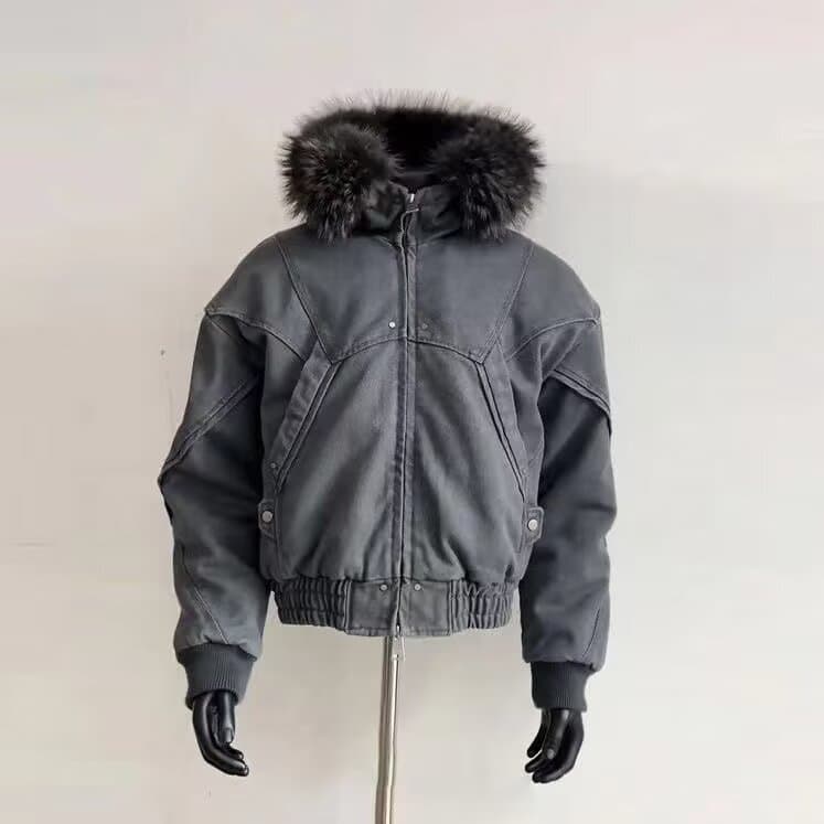 50代メンズファッション ボリュームファー付き【中綿入りショートブルゾン】