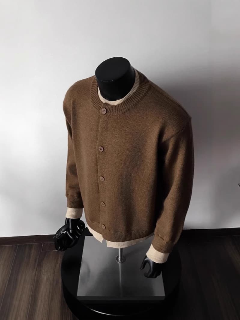50代メンズファッション 春の【デザインニットカーディガン】