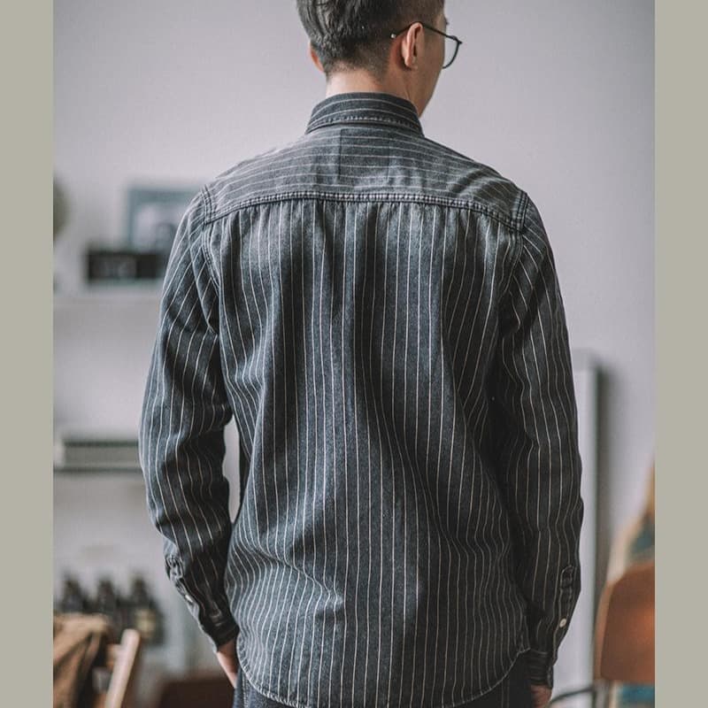 50代メンズファッション トップス クラシック【ストライプデニムシャツ】
