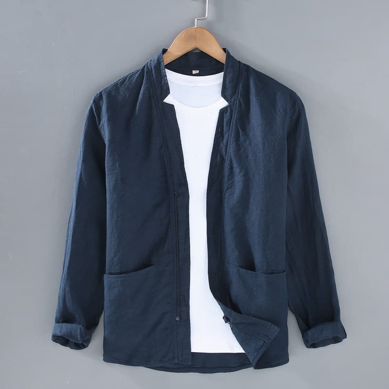 50代メンズファッション 【麻ジップアップジャケット】