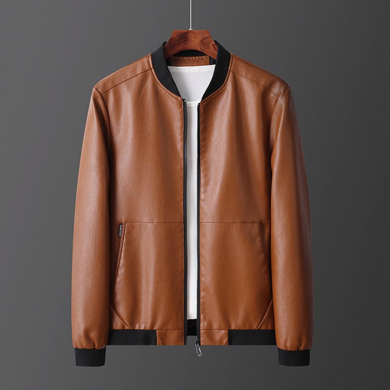50代メンズファッション 合成皮【革スタンドカラージャケット】3カラー